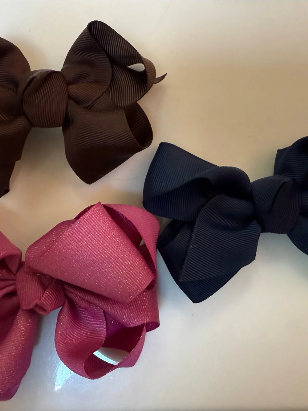 Girls' Grosgrain Hair Bows - Pink, Navy, Brown